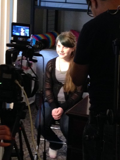 Being interviewed for the TV show