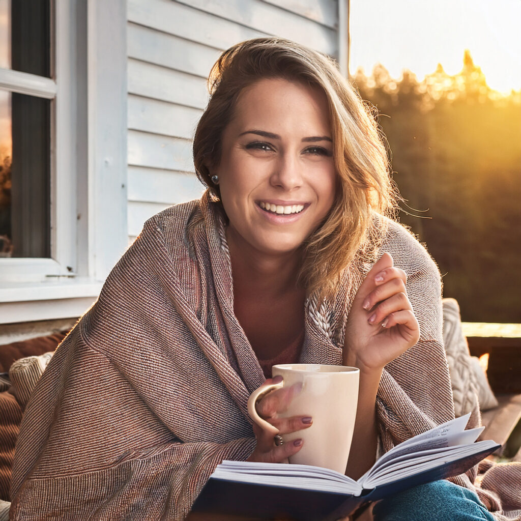 Woman journaling while drinking coffee. Attending Metaphysically Minded™ Live Online Workshops